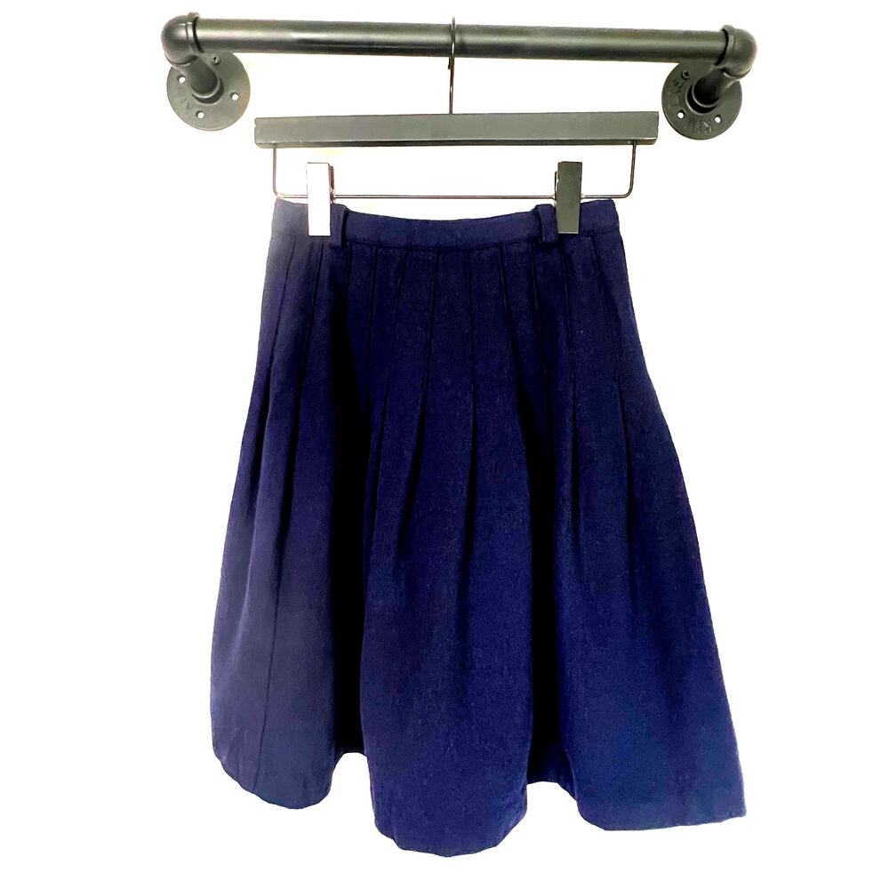 Vintage Jones New York Navy Blue Wool Pleated Mini Skirt Dark Academia Preppy 4